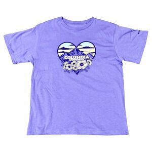 Columbia Sportswear Youth Large Purple Heart Mountain Floral Graphic T-Shirt NWT